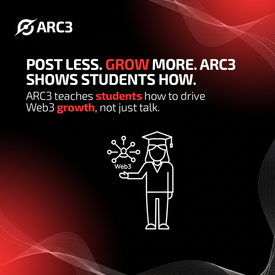 Arc3agency's tweet image. Post less. Impact more. 🌱

Stop the content grind. We teach students the art of strategic Web3 growth, so you can make a real impact, not just more noise.

Learn the strategy. Own your growth.

#SmartGrowth #StudentSuccess #Arc3Agency