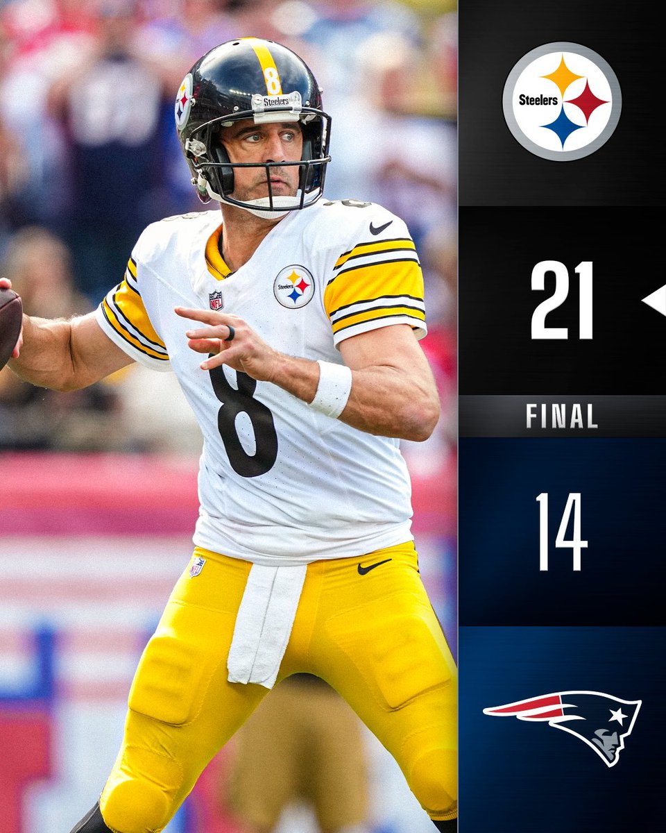 En el duelo de los máximos campeones de la historia, Steelers se impone a Patriots con un Rodgers que sigue escribiendo historia grande.