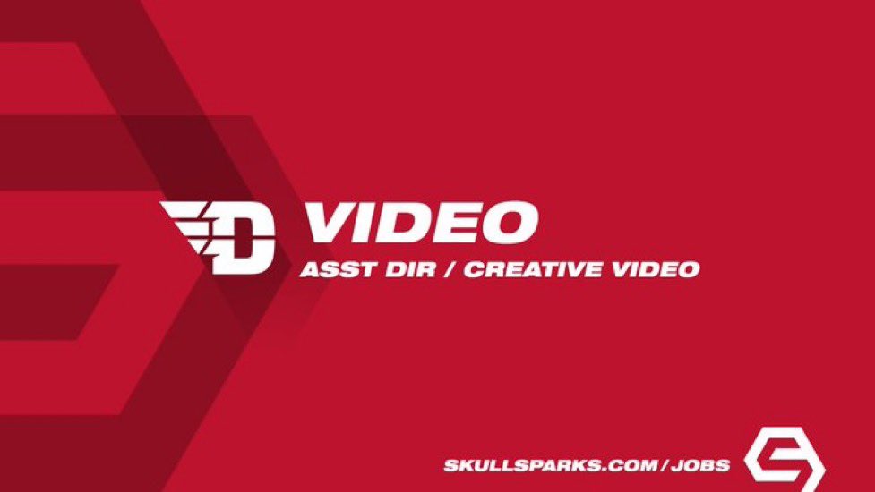 Opportunity with @daytonflyers
Assistant Director of Creative Video
Dayton, Ohio
tinyurl.com/ukddu3tw

SkullSparks.com/jobs/