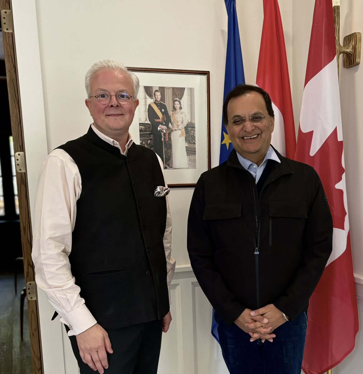 Deligthed to welcome the designated High Commissioner of India <a href="/DineshKPatnaik/">Dinesh K. Patnaik</a> <a href="/HCI_Ottawa/">India in Canada</a>, a dear friend and colleague in #Ottawa and discuss our bilateral relations in and with #Canada 🇱🇺 🇮🇳 🇨🇦 <a href="/LUinOttawa/">LUinOttawa</a>