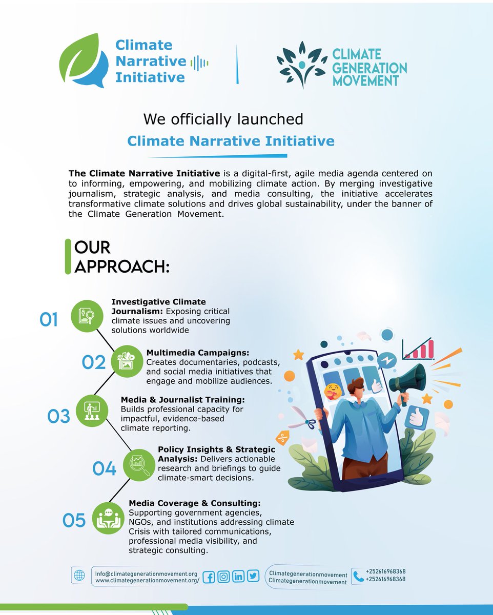 ClimateGenMove's tweet image. We are proud officially launch Climate Narrative Initiative. We accelerate transformative climate solutions through integrated approach: Investigation Journalism, Multimedia Campaigns, Media-Journalist Training, Policy Insights &amp;amp; Strategic Analysis - Media Coverage &amp;amp; Consulting.
