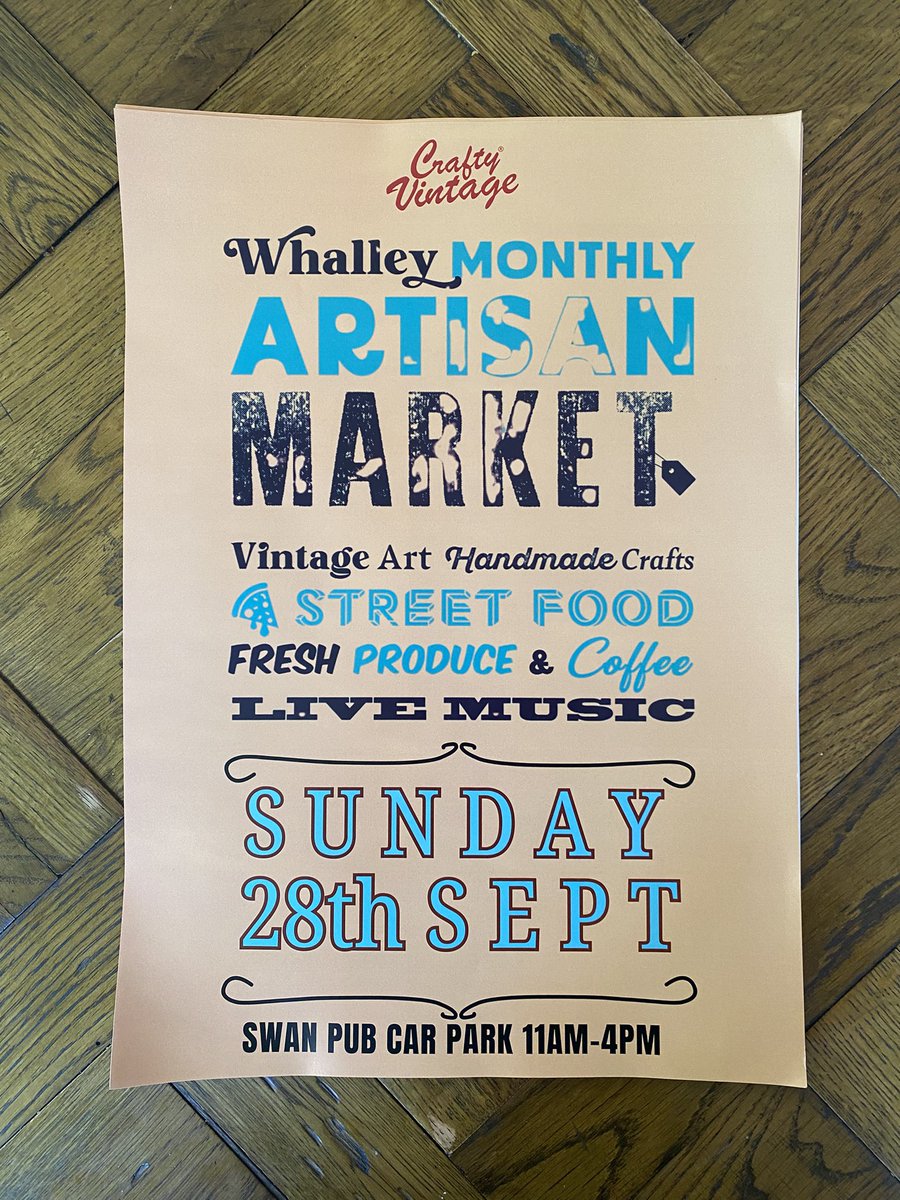 Whalley Artisan Market returns on Sunday 28th September at the Swan Hotel car park
Join us from 11am to 4pm for a day filled with vintage finds, handmade crafts, street food, fresh produce, coffee and live music

📍 Swan Hotel Car Park, Whalley
🕚 11am to 4pm