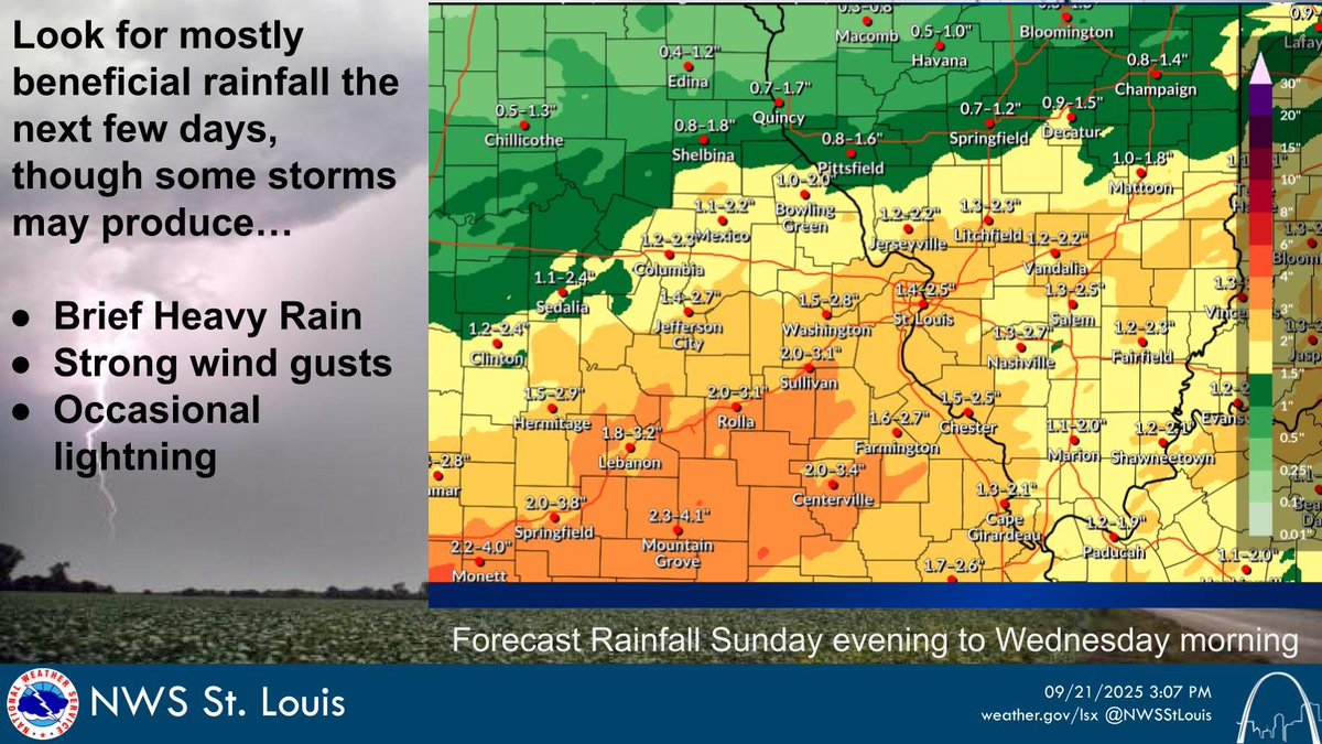 NWS St. Louis (@nwsstlouis) on Twitter photo Occasional showers and thunderstorms will be the rule for the next few days.  With stronger storms, look for heavy downpours, occasional lightning, and gusty winds. #stlwx #midmowx #mowx #ilwx Occasional showers and thunderstorms will be the rule for the next few days.  With stronger storms, look for heavy downpours, occasional lightning, and gusty winds. #stlwx #midmowx #mowx #ilwx