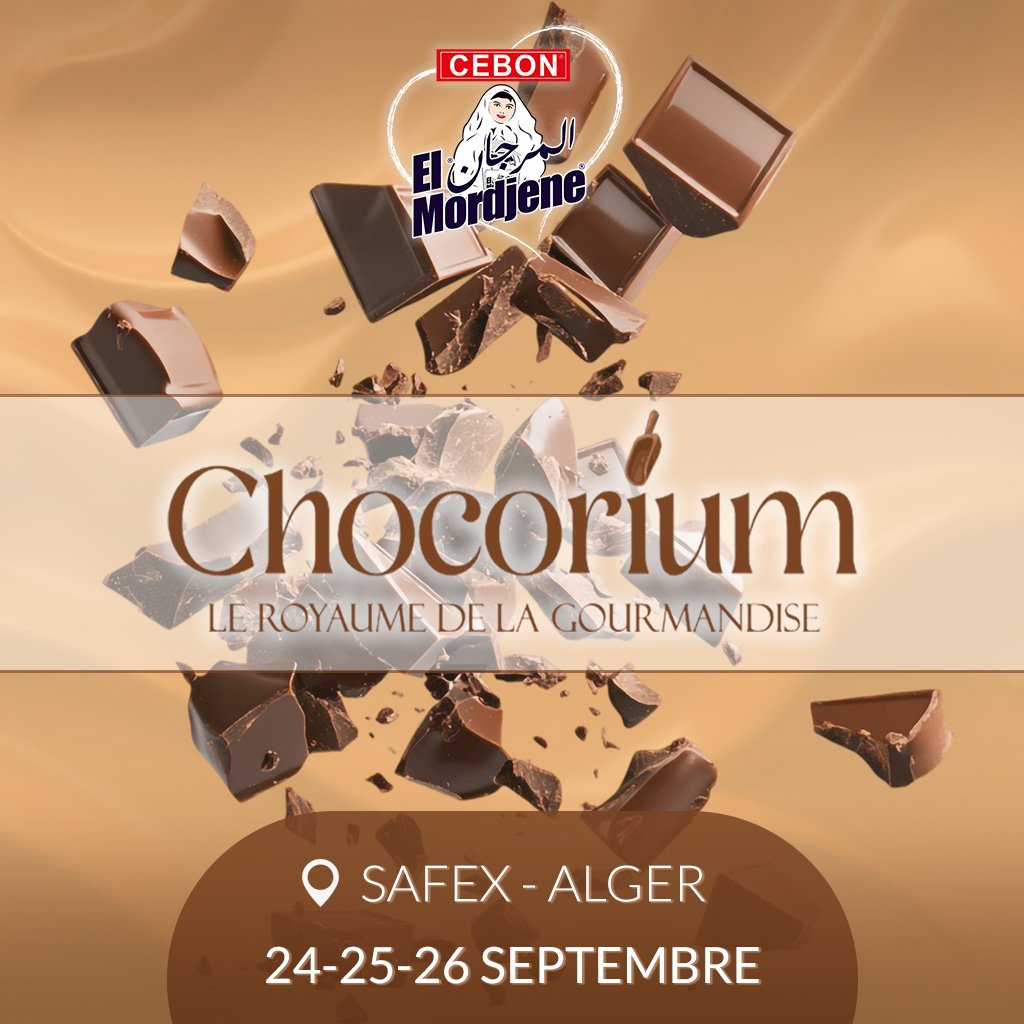 CebonDz's tweet image. El Mordjene is participating in Chocorium, the kingdom of chocolate and indulgence.

Join us at the Pins Maritimes Exhibition Palace from September 24th to 26th, 2025, and enjoy a sweet and delightful experience.