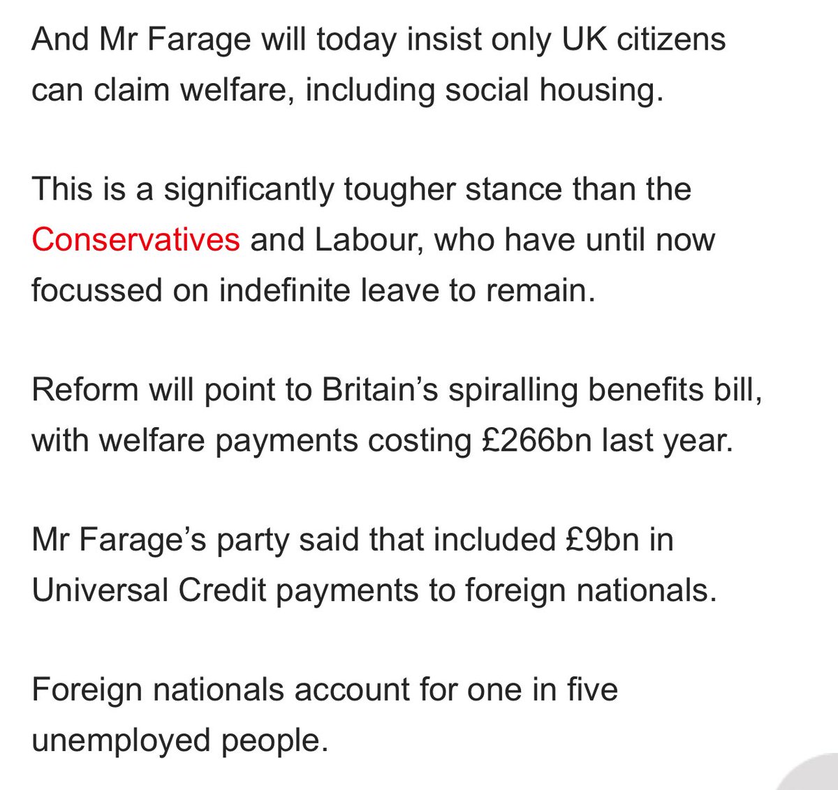 Luis Cook ๐ฌ๐ง (@luis_mr18) on Twitter photo This is incredibly strong stuff from Reform Leader <a href="/Nigel_Farage/">Nigel Farage MP</a> ๐ช
โข Ban ALL foreign nationals from claiming benefits.
โข British social housing for ๐ฌ๐ง citizens only.
โข Increase threshold to obtain ๐ฌ๐ง passport (less will go for citizenship).
If that doesnโt suit, go home ๐ This is incredibly strong stuff from Reform Leader <a href="/Nigel_Farage/">Nigel Farage MP</a> ๐ช
โข Ban ALL foreign nationals from claiming benefits.
โข British social housing for ๐ฌ๐ง citizens only.
โข Increase threshold to obtain ๐ฌ๐ง passport (less will go for citizenship).
If that doesnโt suit, go home ๐