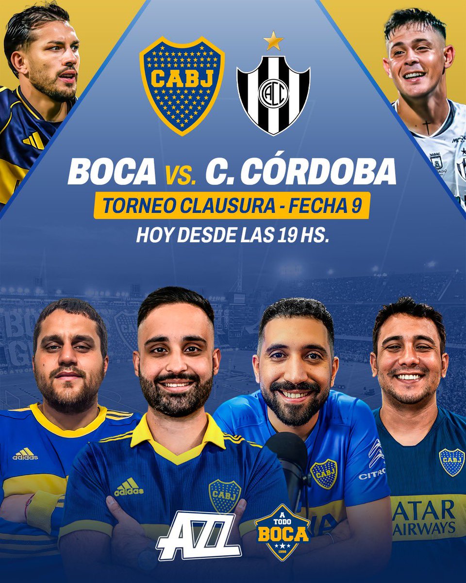 Boca recibe a Central Córdoba por la novena fecha del Torneo Clausura y lo vivís en AZZ 😉⚽️

Prendete a la transmi a partir de las 19hs junto a <a href="/luchocofano/">Lucho</a>, <a href="/NicoIndrieri/">Nicolás Indrieri</a>, Mati Pasos, Nico García y <a href="/equipoatodoboca/">A Todo Boca</a> en yt.openinapp.co/xy6m5