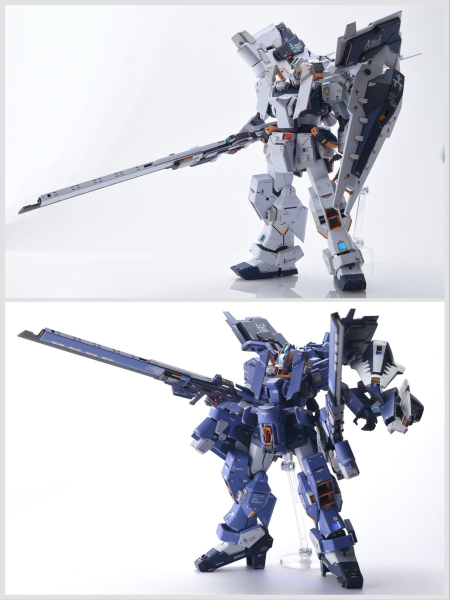 tauyo13's tweet image. MGヘイズル テーマ
キットが太ましいので細長くしたい
白: ヘイズル・ラーの羽を大きく見せたい
→本体を引き算で細く小さく見せる
青: 腰に付くフルドドを小さくまとめたい
→本体を足し算で長く大きく見せたい
「細長く」という方向性も多様にあるんだね!
という夏休みの自由研究