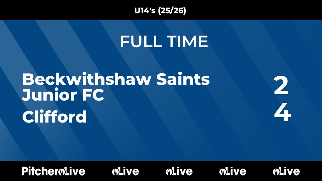 FULL TIME: Beckwithshaw Saints Junior FC 2 - 4 Clifford
#BECCLI #Pitchero
bsjfc.co.uk/teams/198917/m…