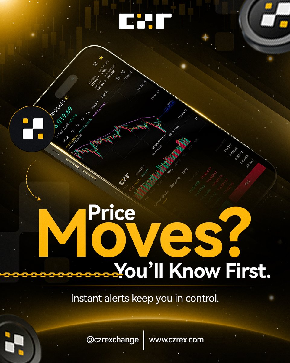 Price moves? You’ll know first ⚡️
With <a href="/czrexchange/">CZR</a> instant alerts, stay in control of every market shift.
No delays. No missed opportunities.

👉 Sign up: czrex.com/en_US/register

#CZRExchange #CryptoTrading #PriceAlerts