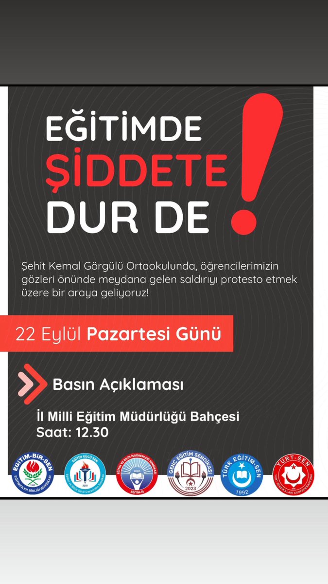 Mesut BALBAL (@balbal_mesut) on Twitter photo ✊ Şiddetsiz bir eğitim ortamı için,
👩🏫 Öğretmenlerimiz için,
📍 22 Eylül Pazartesi | 12.30 | Van İl MEM önü
📣 Basın açıklamamızda buluşalım!
<a href="/mfaarslan/">Mehmet Fatih ARSLAN</a>
<a href="/osmkya06/">Osman KAYA</a>
<a href="/gencegitimsen/">Genç Eğitim Sendikası</a>
<a href="/DMKonfederasyon/">Devlet Memurları Konfederasyonu</a>
<a href="/Yusuf__Tekin/">Yusuf Tekin</a>
<a href="/tcmeb/">Millî Eğitim Bakanlığı</a> ✊ Şiddetsiz bir eğitim ortamı için,
👩🏫 Öğretmenlerimiz için,
📍 22 Eylül Pazartesi | 12.30 | Van İl MEM önü
📣 Basın açıklamamızda buluşalım!
<a href="/mfaarslan/">Mehmet Fatih ARSLAN</a>
<a href="/osmkya06/">Osman KAYA</a>
<a href="/gencegitimsen/">Genç Eğitim Sendikası</a>
<a href="/DMKonfederasyon/">Devlet Memurları Konfederasyonu</a>
<a href="/Yusuf__Tekin/">Yusuf Tekin</a>
<a href="/tcmeb/">Millî Eğitim Bakanlığı</a>