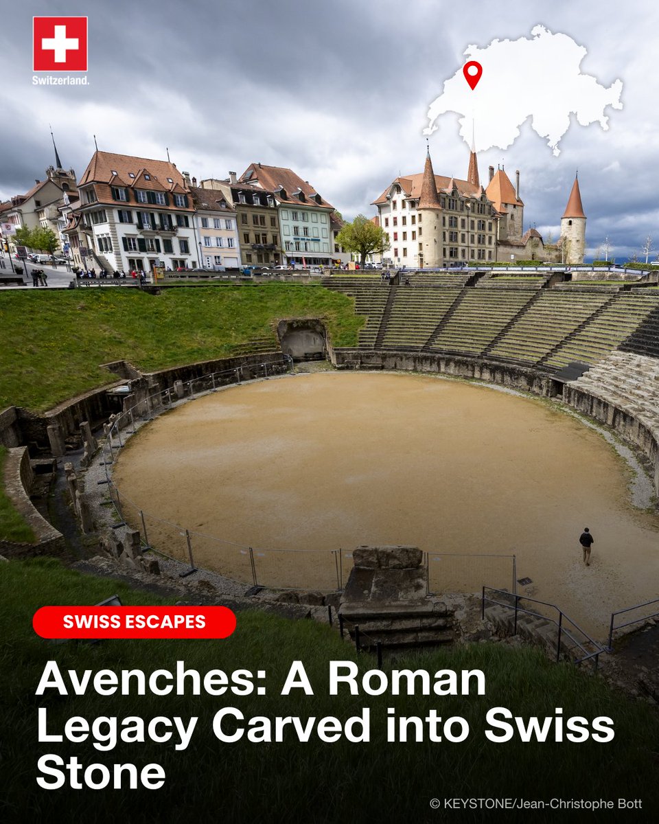 Once the Roman capital of Helvetia, Avenches blends ancient ruins with medieval charm. 🇨🇭🏛️ 

Wander its amphitheater, arcaded streets &amp; castle, and discover treasures like the golden bust of Marcus Aurelius. 

A true time-travel in the heart of Vaud. ✨

More info: