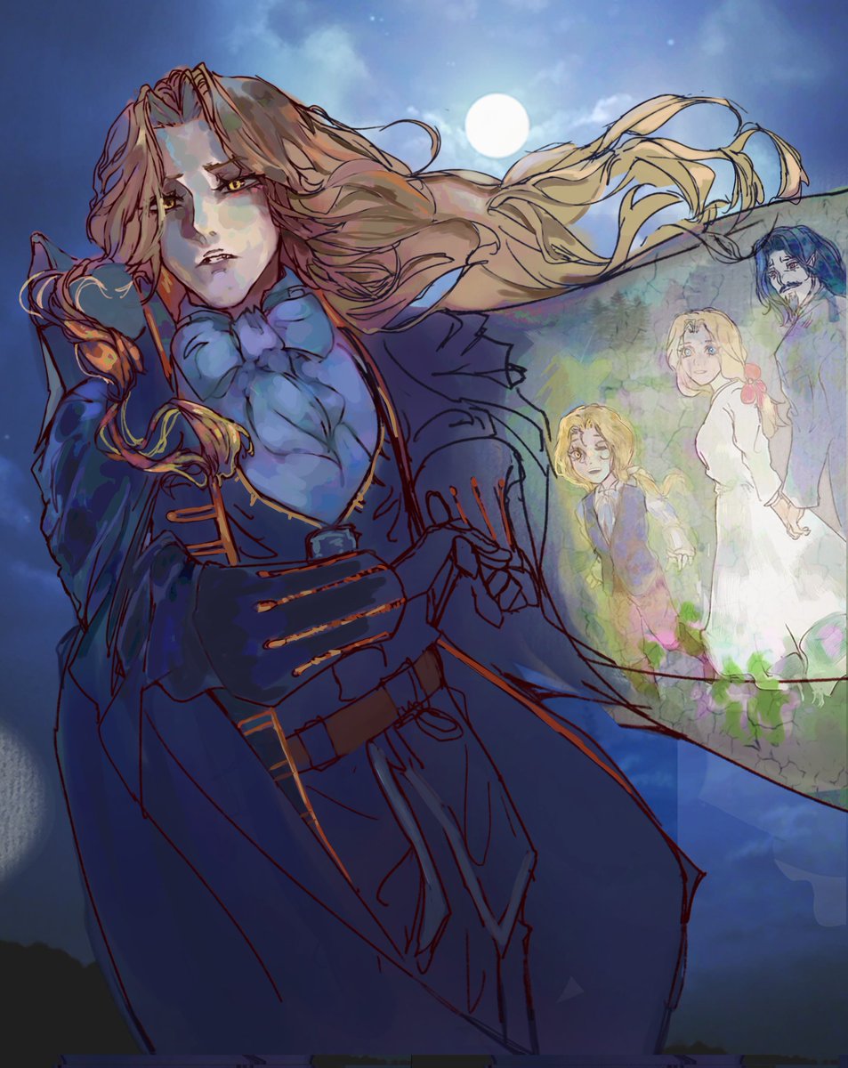 I decided night time would be best
Alucard wip!

#Alucard #Castlevania #AlucardCastlevania