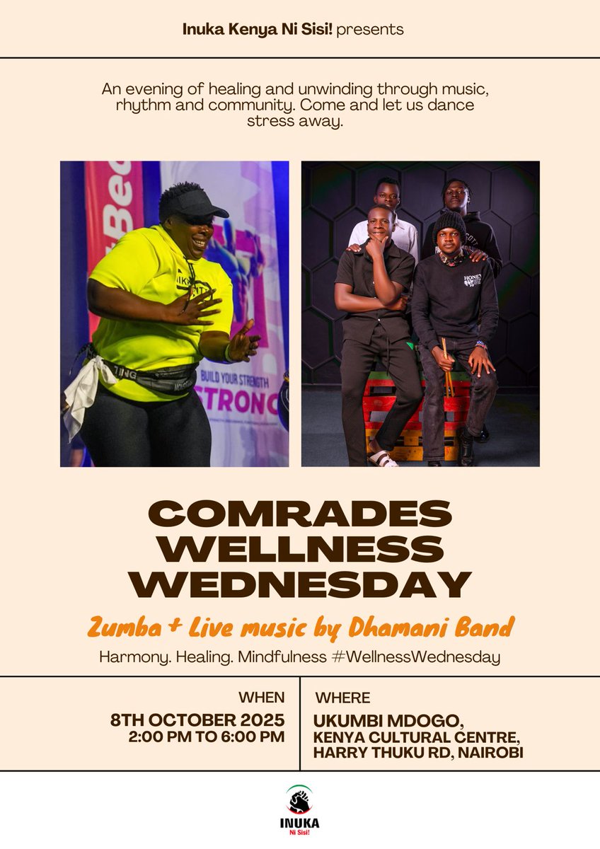 #WellnessWednesday we pause, breathe, and recharge — because sustainable change begins with a healthy you. ✊🏾🧘🏾‍♀️" Come one come all ..see you then and there 
<a href="/inuka_io/">Inuka</a>