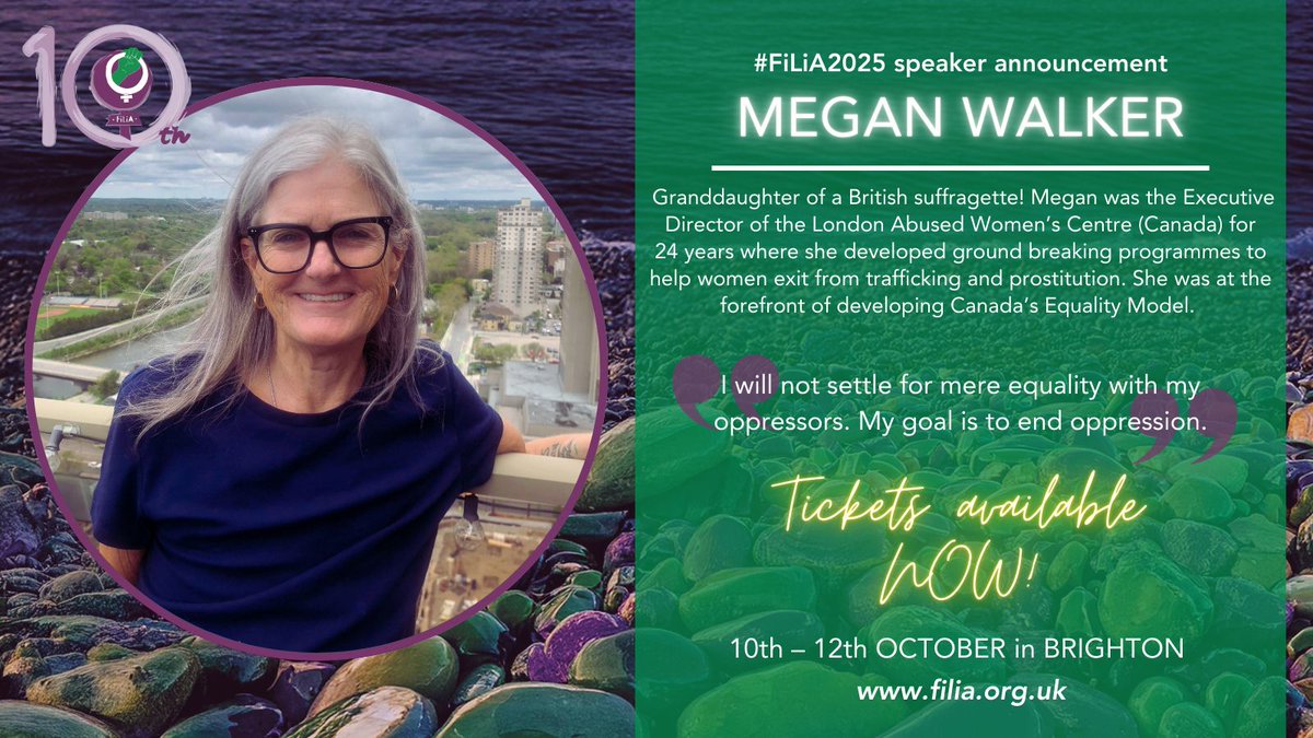 FiLiA_charity's tweet photo. #FiLiA2025 speaker news 🔥

MEGAN WALKER @meggiewalk, granddaughter of a British #suffragette, she served as Executive Director of the London Abused Women’s Centre in #Canada for 24 years &amp; she will be at #FiLiA

🎟️ https://t.co/WotaCliHTj

#NonStateTorture #NST #EqualityModel https://t.co/IaIl8UkoVI