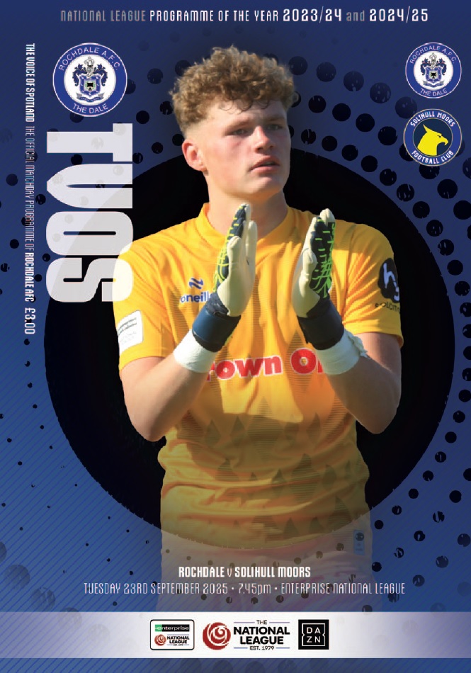 daleprogramme's tweet image. Front cover of #TVOS for Tuesday's @NL_Enterprise game between @officiallydale and @SolihullMoors