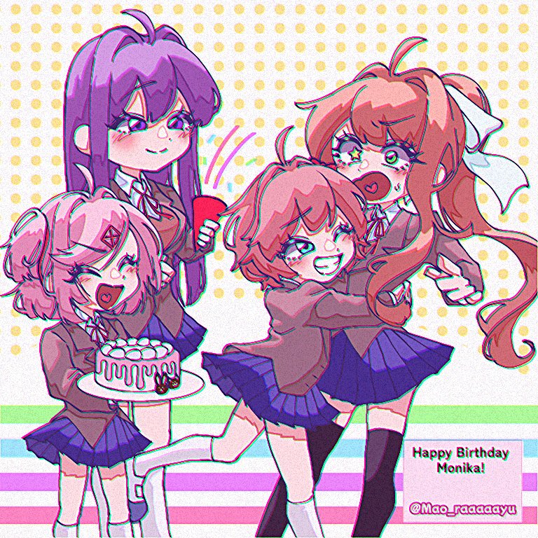 🎉🎉🎉Happy 8th Anniversary Doki Doki Literature Club!🎉🎉🎉

ドキドキ文芸部8周年&amp;Monikaちゃんお誕生日おめでとう〜！！！💕💕💕
去年のバースデー再掲です🎂
 #DokiDokiLiteratureClub  #DDLC  #DDLCPlus  #DDLCfanart