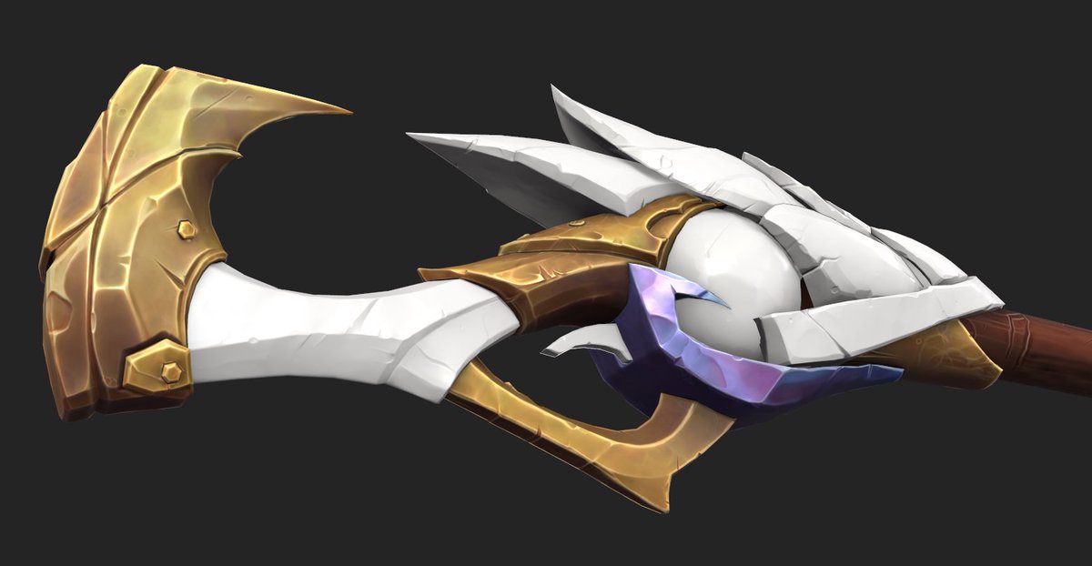 progjent's tweet image. WIP
Finally at the texturing stage!
It’ll probably go through lots of changes, but I just wanted to drop an update🥳

#wayfinder #handpainted #pbrhandpainted #stylized #weapon #hardsurface #b3d #blender #zbrush #substancepainter #3dart #gameart