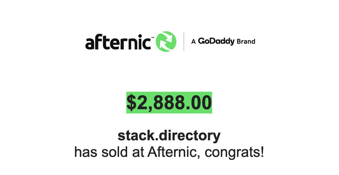 Sold stack. directory 
Thank you <a href="/afternic/">Afternic</a> 
#domains
