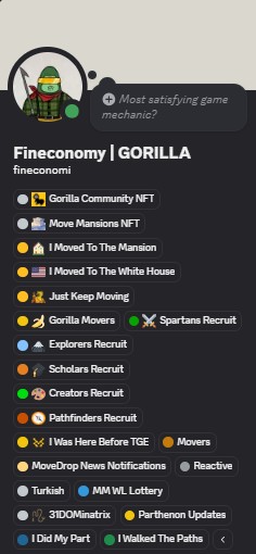 Fineconomi's tweet photo. All the roles are small memories from building the Parthenon, and my favorite ones are those where all the movers moved into the mansion and shared it to gain the "I moved to the mansion" role.

#MakeWayForTheFuture @moveindustries https://t.co/z0rDDCutxu