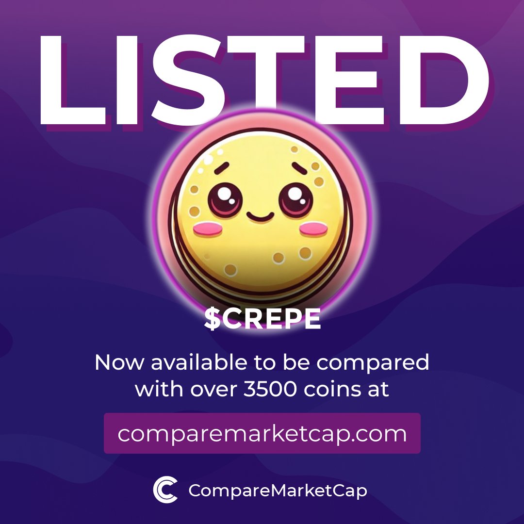 comparemcap's tweet photo. $CREPE is now listed on https://t.co/zC7bvZaAFT!

📈$13.9M
💸$0.0₄23

Check CREPE on:
Website: https://t.co/WP3j2hbfzd
X: @crepebnb
Telegram: https://t.co/NrA7LExRzS https://t.co/XKRrMnW8cE