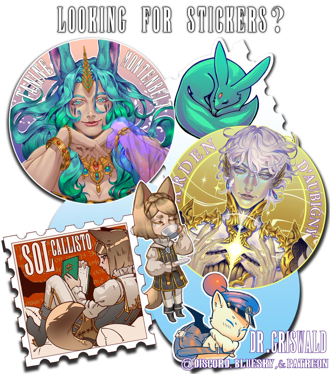 With <a href="/GATEwayFATE/">GATEway FATE</a> and Fanfest around the corner, someone  brought up the really cute idea of opening sticker commissions! The  Character stickers featured here with names will be handed out at  Gateway if you can find their human!!! 😘Contact me with interest!