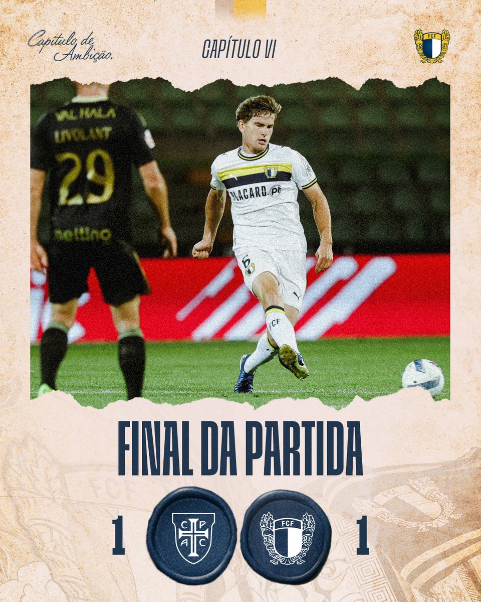FCF1931_Oficial's tweet photo. ⏱️ Final da partida
Casa Pia AC 1-1 FC Famalicão
🏆 6.ª jornada I Liga
⚽ Léo Realpe (46')
⚪️🔵 #CapitulodeAmbicao #amordeperdicao #LigaPortugal #CPACFCF #DiadoVilaNova https://t.co/IevSllEqqk