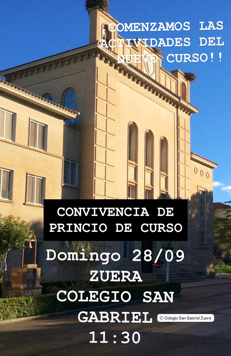CONVIVENCIA DE PRINCIPIO DE CURSO MFC.
Domingo 28 de septiembre, 11:30 h.
Colegio San Gabriel, Zuera.