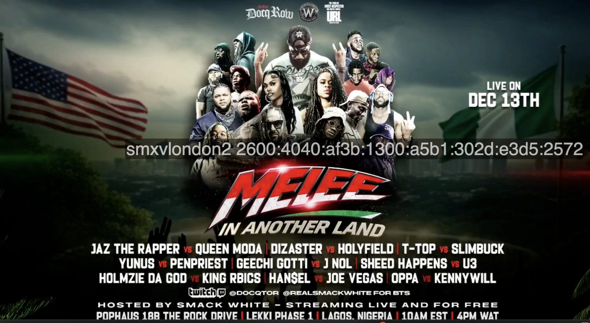 LTBRpodcast's tweet image. BREAKING: DocqRow &amp;amp; URLTV present 

Melee in another land.
Lagos, Nigeria 🇳🇬 

12/13 🌎🔥