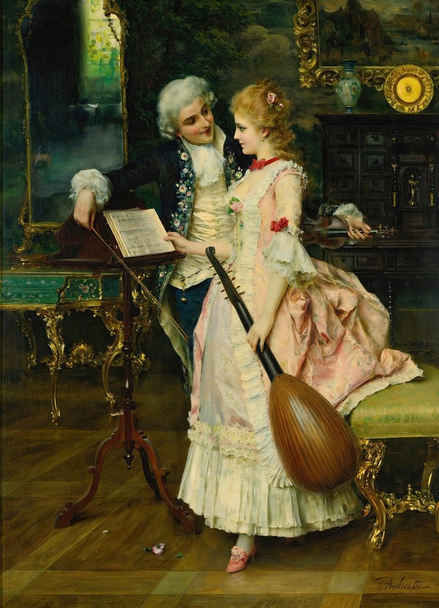 Federico Andreotti、Idillio、希少画集より、新品額装付 路上の農夫、約1900年、フェデリコ・アンドレオッティ（1847
