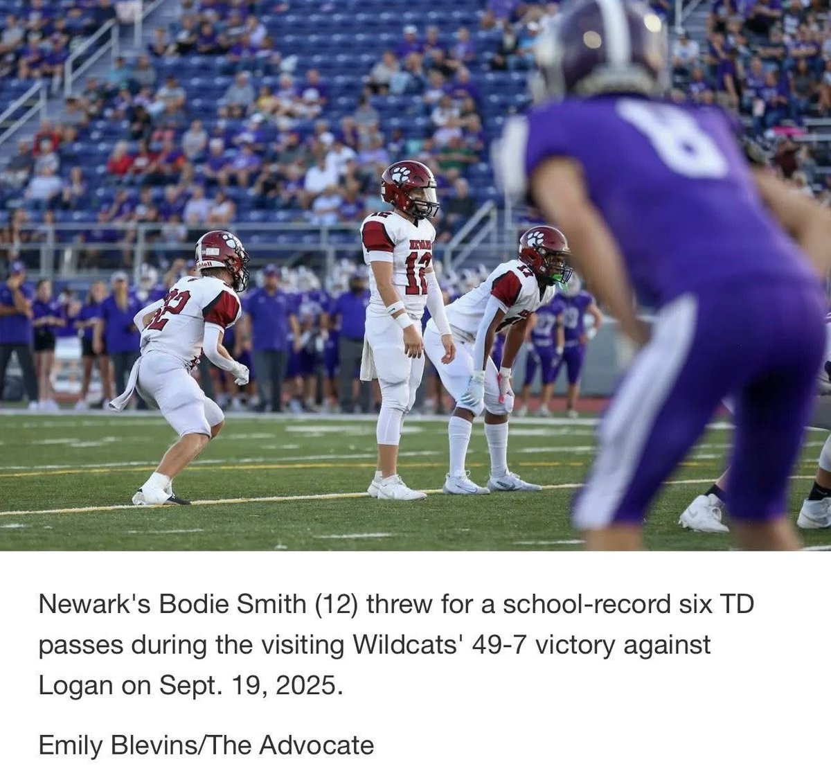 Week 5 (win 49-7)

6 Passing touchdowns ( RECORD ) ‼️
377 passing yards 
16/22
73% completion percentage 
136 QBR ❗️

<a href="/JimCordle63/">Jim Cordle</a> <a href="/CoachCookOL/">Kennedy Cook</a> <a href="/CoachFrenchFB/">John French</a> <a href="/Coach_Orsini/">Dominick Orsini</a> <a href="/jay_macintyre11/">Jay MacIntyre</a> <a href="/newark_football/">Newark Wildcats Football</a> <a href="/CoachRank3/">Austen Rankin</a>