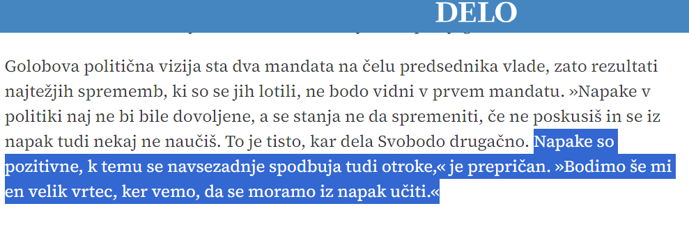Ne morem verjet da je to rekel.   Fak, nujno rabim psihijatrično pomoč. Al sem shizič in se mi vse tole vključno z Xom samo "dogaja" al sem mrtev pa tako zgleda afterlajf, da si v eni matrici pa...wtf??
Temu človeku res ni jasno kaj je fakin' DRŽAVA. Izjava PV:
"Napake so