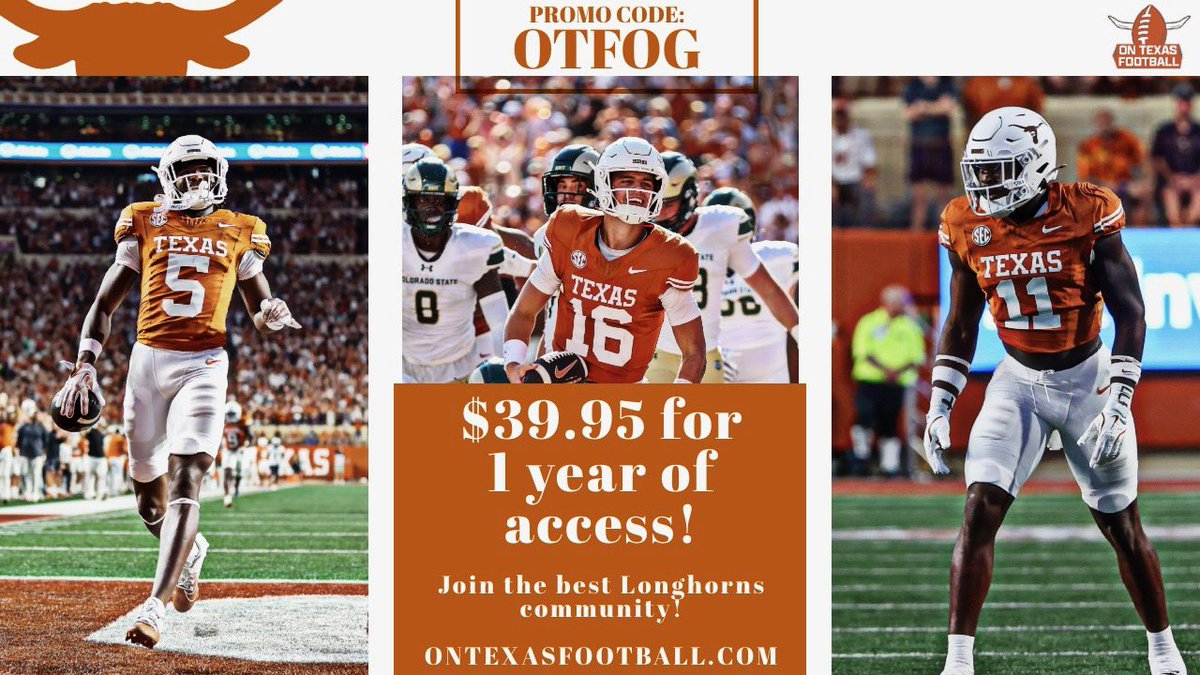 ontexasfootball's tweet image. Get the latest insider news and notes on #Texas football, recruiting, basketball, baseball and so much more at OnTexasFootball.com. 

Get a FULL YEAR of access for just $39.95 when you use promo code OTFOG.

Come join our ever growing community!