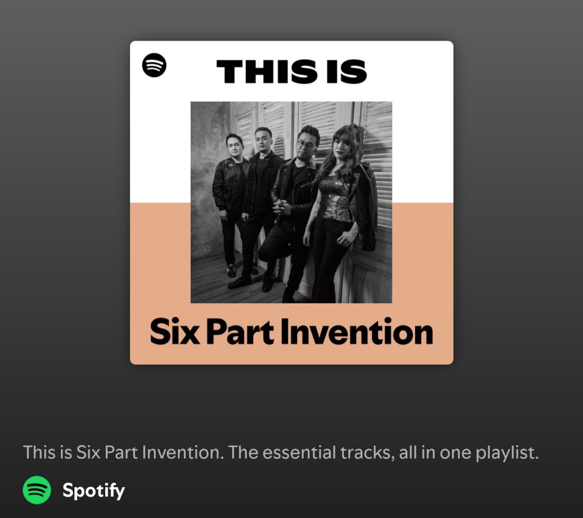 Checkout this playlist #OnlyForYou! Fall in love all over again with Six Part Invention’s greatest hits. 

Perfect for slow mornings, road trips, or late-night senti moments. 😉 

🎶 Listen now on Spotify:  Six Part Invention Playlist
open.spotify.com/playlist/37i9d…

#SixPartInvention