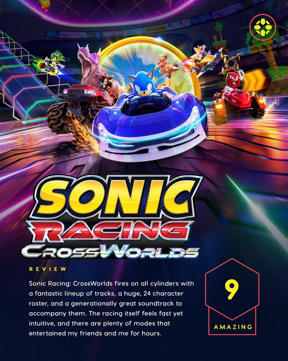 Sonic Racing: CrossWorlds has a fantastic roster, excellent courses, and lengthy list of customization options.

Read Jada's full review: bit.ly/3KuzONK