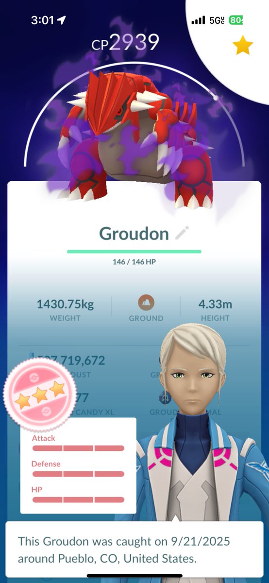 Shadow Hundo Groudon. 🔥 💯 Game over. I win. 😈

#PokemonGO @shadowhundo