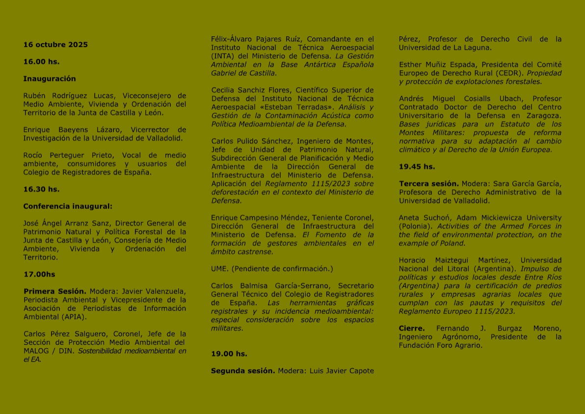 El próximo jueves 16 de octubre participamos en el Congreso Internacional "La política medioambiental en el ámbito de la defensa" que se celebra en la Facultad de Derecho de la <a href="/UVa_es/">Gabinete de Comunicación Universidad de Valladolid</a>

Podrá seguirse online 👇

teams.microsoft.com/l/meetup-join/…