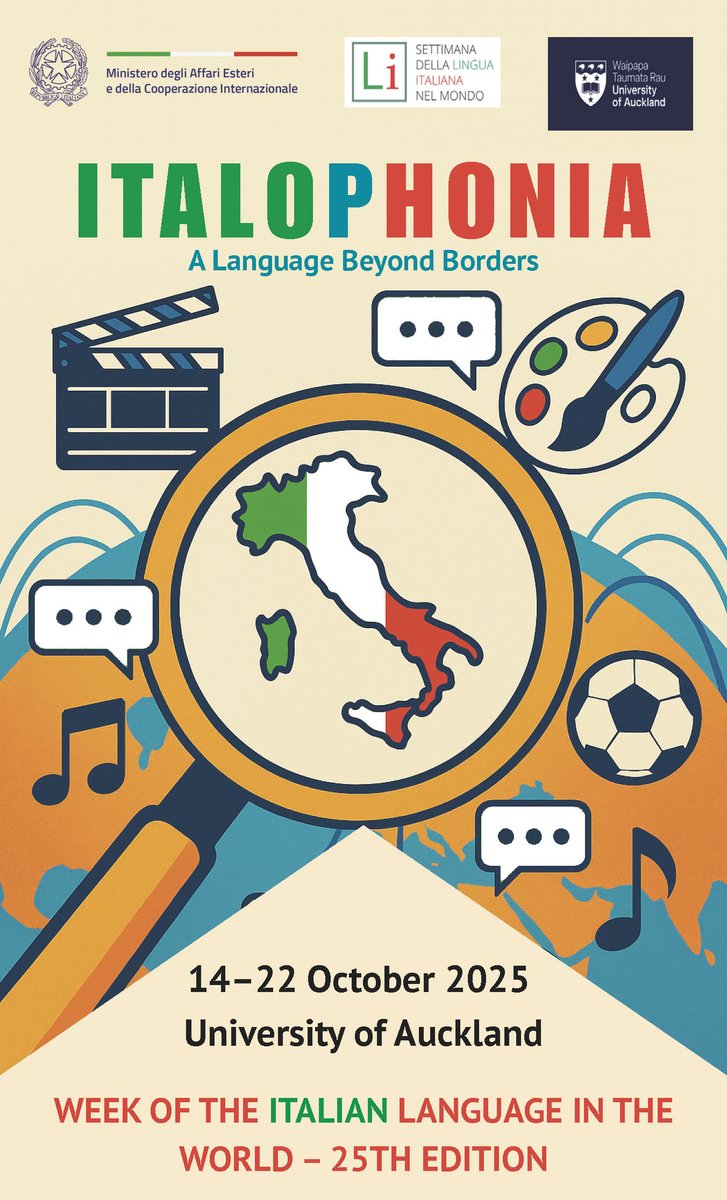 DanteAuckland's tweet photo. Ecco il programma di "Italofonia: lingua oltre i confini" di Auckland, per la Settimana della Lingua Italiana nel Mondo 2025: https://t.co/qoPdE7dM1n
#SLIM2025 @la_dante #danteauckland @ItalyinNZ @nzinrome @ItalianChamNZ #settimanadellalinguaitaliana #italianlanguageweek https://t.co/5FOMxNRnlo