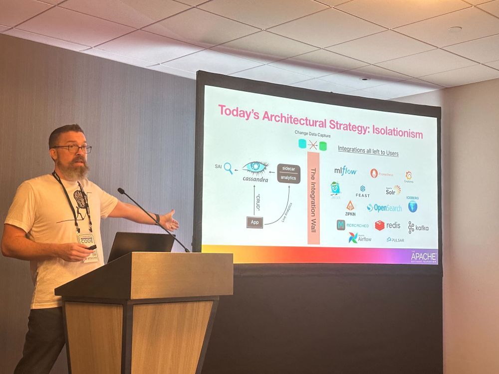 cassandra's tweet image. bsky.app/profile/cassan… 

Josh McKenzie presenting
Cassandra as a Cloud-Native System of Record: Unlocking the Big Data Ecosystem with Modular APIs
