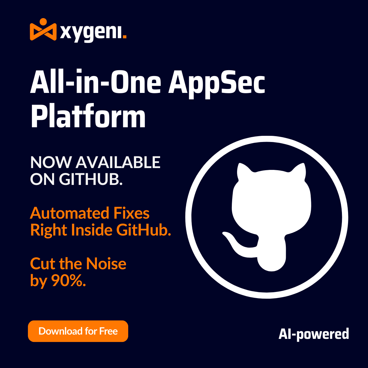 🥳𝐗𝐲𝐠𝐞𝐧𝐢 𝐢𝐬 𝐧𝐨𝐰 𝐨𝐧 𝐆𝐢𝐭𝐇𝐮𝐛!
💠 Automated fixes inside GitHub
💠 Cut security noise by 90%
💠 AI-powered AppSec
🔗 github.com/marketplace/xy…

#AppSec #GitHub #DevSecOps #Xygeni