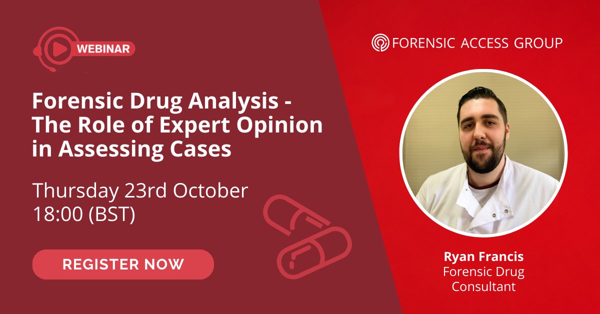 ✨ Next month, Ryan Francis (Forensic Drug Consultant) will be delivering a free CPD-accredited #webinar exploring the role a forensic scientist plays in the field of forensic #drugs, and much more!

📅 Thursday 23rd October 2025, 6PM BST

👉 Register now: eu1.hubs.ly/H0ngKGd0