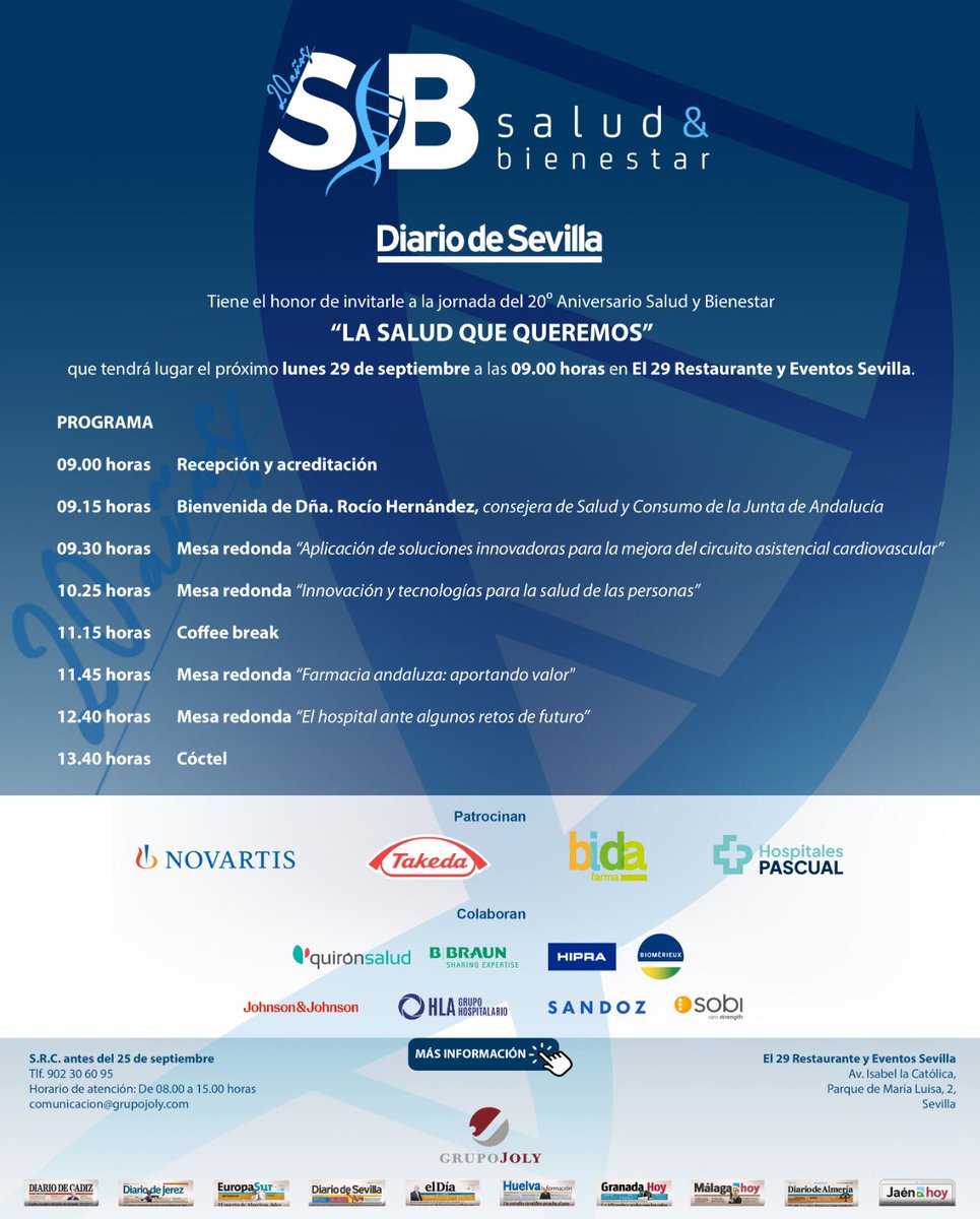 20 años de #Salud&amp;Bienestar <a href="/diariosevilla/">Diario de Sevilla</a> Inaugurando <a href="/soyrami/">Ramiro Navarro</a> y nuestra consejera Rocio Hernández <a href="/saludand/">Consejería de Sanidad, Presidencia y Emergencias</a> dando y reconociendo el alto valor de la comunicación en salud 👏🏻👏🏻👏🏻👏🏻 Enhorabuena y gracias por todos estos años de riguroso, honesto e imprescindible trabajo en la