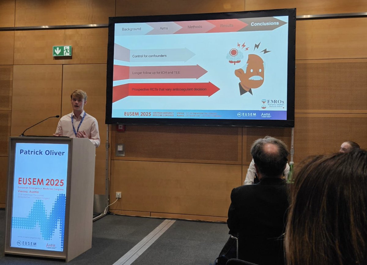 TraumaDataDoc's tweet image. Should we pause anti-coagulation to reduce the risk of delayed intracranial haemorrhage in anti-coagulated patients with head injury after a normal CT head? &apos;Probably not&apos; according to data presented by Dr Patrick Oliver at #EUSEM2025 on behalf of @EMROxResearch.