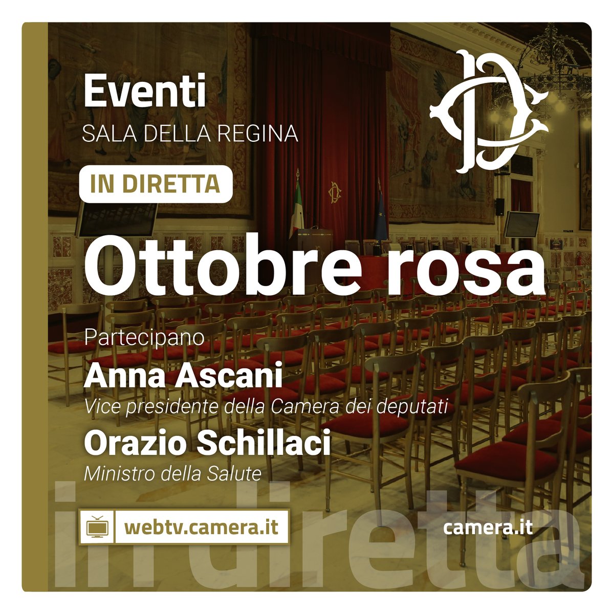 Montecitorio's tweet image. La presentazione della Campagna di prevenzione #ottobrerosa 2025. Partecipano, fra gli altri, la Vicepresidente della Camera, @AnnaAscani, il Ministro Orazio Schillaci - @MinisteroSalute, il presidente di @comuni_anci, @GaeManfredi.
Segui la diretta: bit.ly/Evento290925