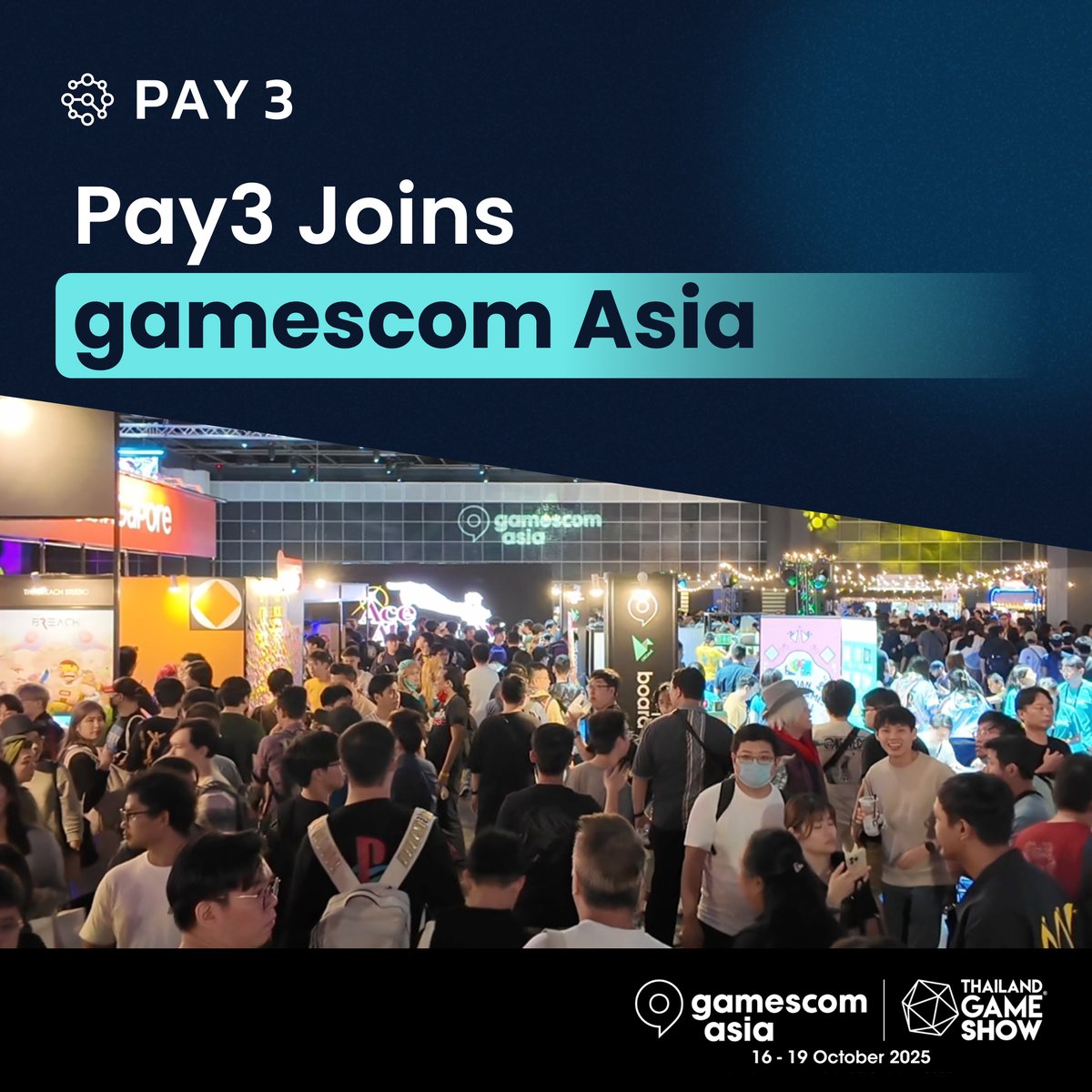 pay3money's tweet photo. Exciting news! ๐ฎ
Pay3 is thrilled to announce our participation at @gamescomasia this year! Get ready to explore our innovative payment solutions tailored for the gaming industry. Stay tuned for more updates!
#GamescomAsia2025 #Pay3 #GamingPayments https://t.co/1cYkx7UC78