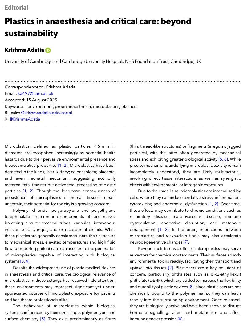 𝘈𝘯𝘢𝘦𝘴𝘵𝘩𝘦𝘴𝘪𝘢 (@anaes_journal) on Twitter photo Plastics in anaesthesia and critical care: beyond sustainability
#anaesthesia #MedTwitter #sustainability
doi.org/10.1111/anae.7… Plastics in anaesthesia and critical care: beyond sustainability
#anaesthesia #MedTwitter #sustainability
doi.org/10.1111/anae.7…
