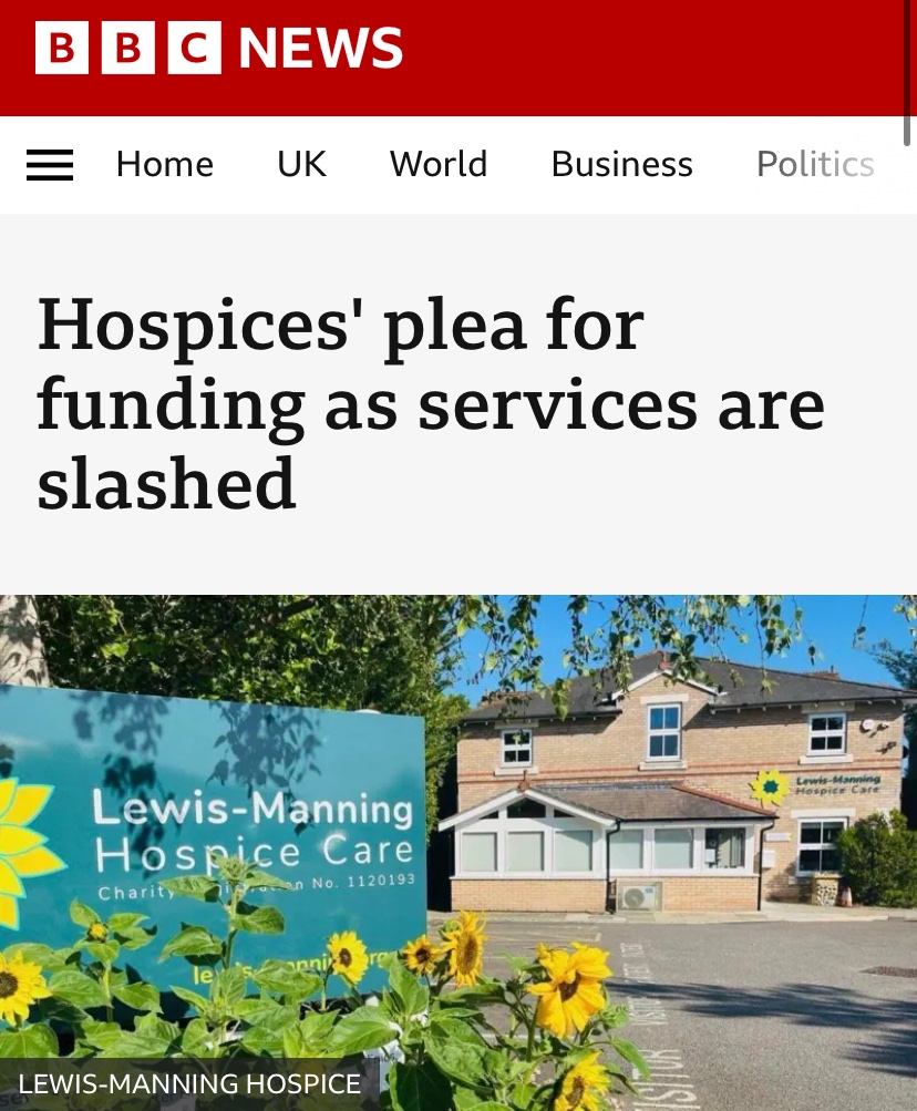 Hospice crisis deepens. Zero comment anywhere from Falconer or Leadbeater.

Hospice UK CEO tells the BBC: “What would it say about us as a country if someone decided to opt for an assisted death because they were worried that they wouldn't be able to get the care they needed?”