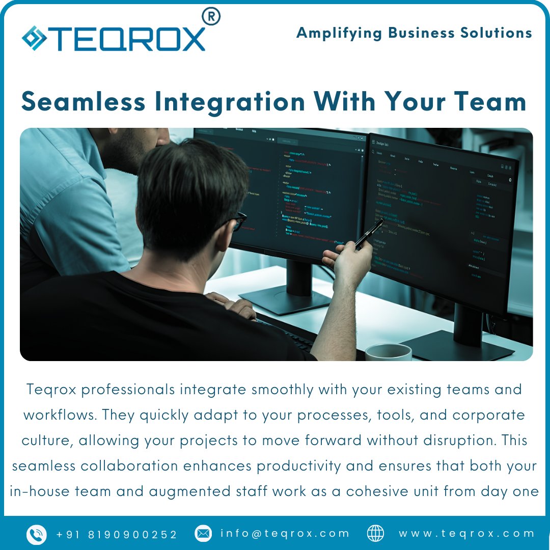 Teqroxsolutions's tweet image. 🚀 Looking to bridge your IT skill gaps without the long hiring cycle? Supercharge your business agility with Teqrox
🤝 Let us connect you with the best talent today. Contact Us Now
#itstaffaugmentation #istatffingsolutions #hiredevelopers #teqrox