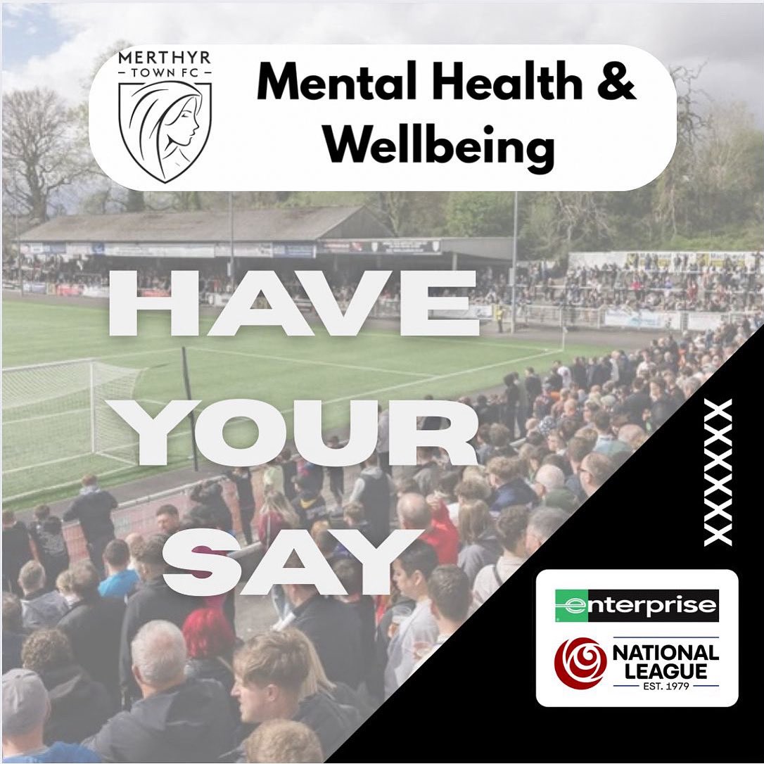 MerthyrTownFC's tweet image. ⏰ FINAL CALL!

Merthyr Town FC’s Wellbeing Survey closes today.

✅ Anonymous
✅ 5 mins
✅ Helps support players, staff &amp;amp; fans

👉 Complete here: forms.gle/cZLjkeMAiwR3h8…

#UTT #MentalHealthMatters #FinalCall
