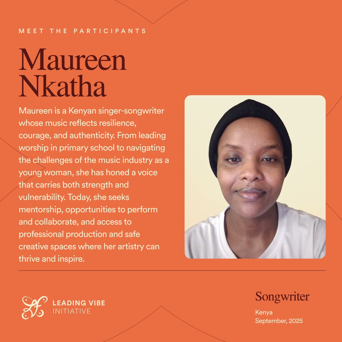 ✍️ Meet the Songwriters for the first-ever Leading Vibe Initiative, Kenya 🇰🇪 

Each woman telling stories only she can tell with honesty, soul and intention:

✨ Sheila Kahwai (Llumi)
✨Maureen Nkatha

(1/2) #LeadingVibeInitiative #MeetTheSongwriters