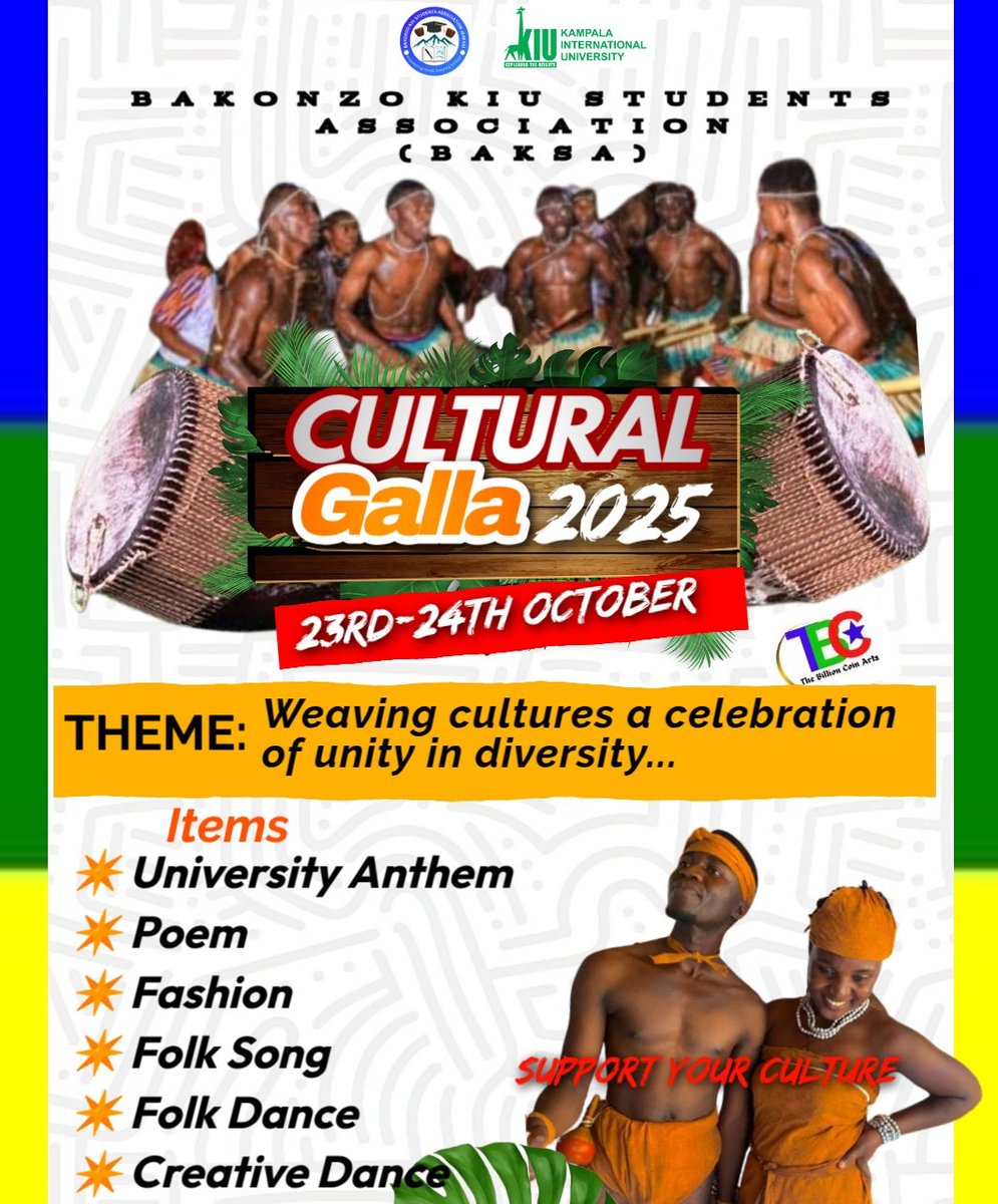 KIU-WC CULTURAL GALLA IS BACK
 23rd and 24th October 2025 will be days to remember at kampala international University,,, 
Guess the defending champions - BAKONZO (BAKSA)
Who is taking it home this year (answer in the comment section)
#suport your culture